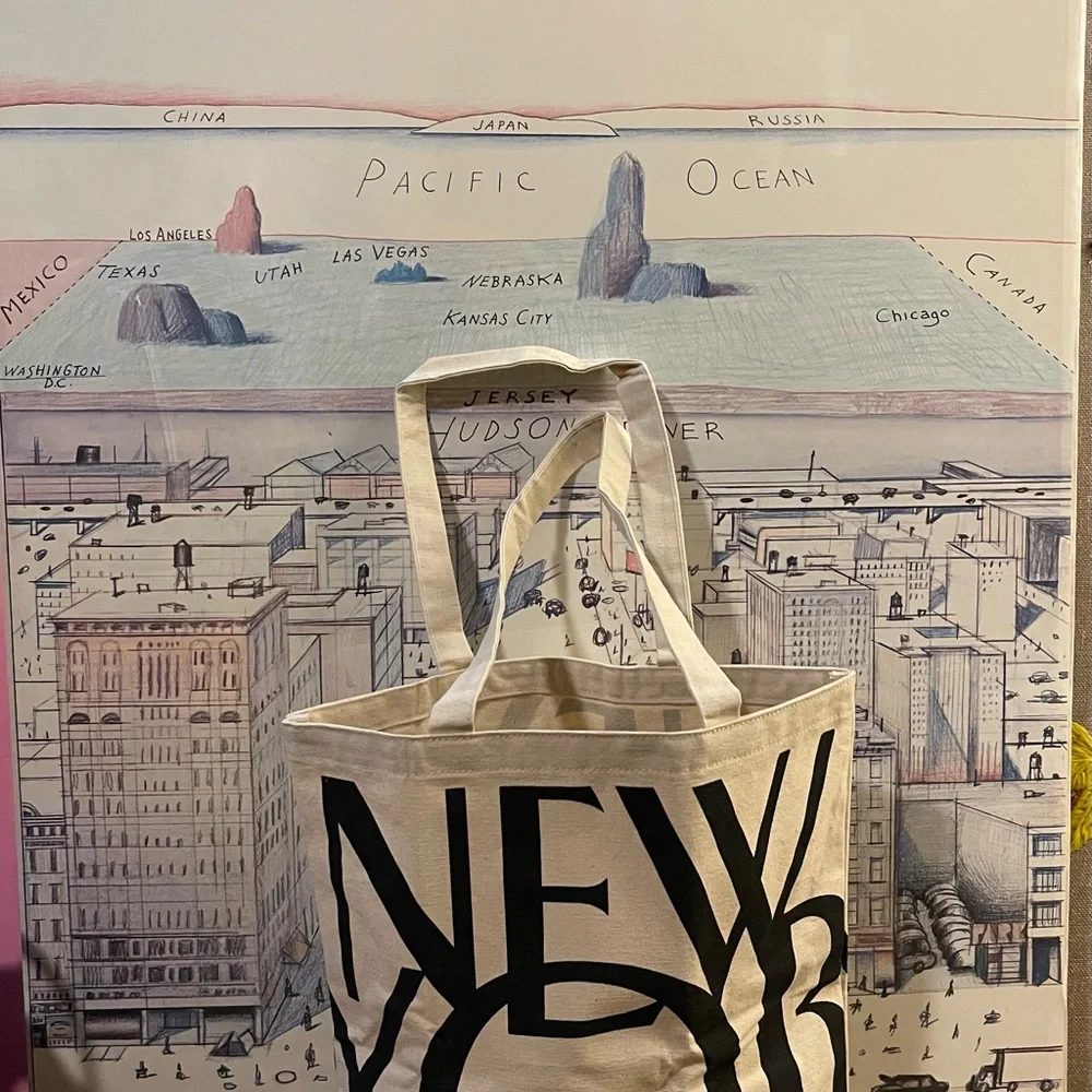 New York Print Tote Bag - Black and Cream - Picture 1 of 5